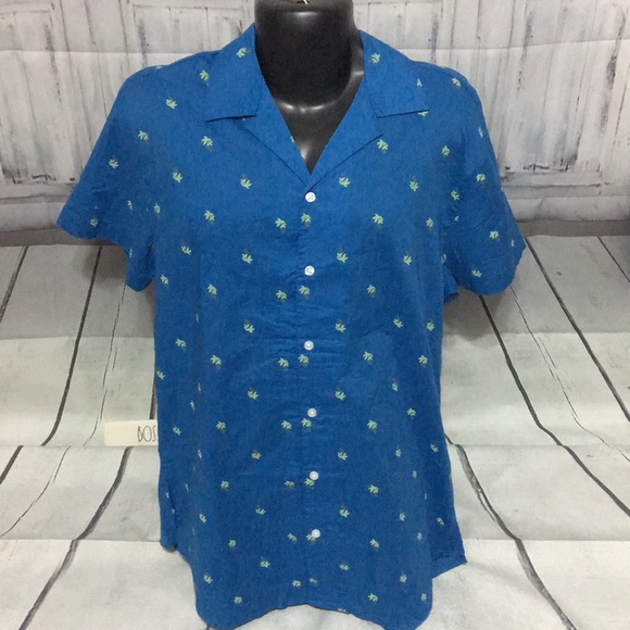 Men’s shirt sleeves button front Palms Print Shirt - Picture 3 of 8